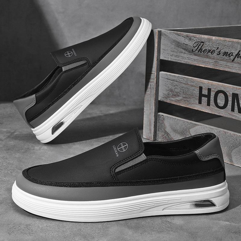 2025 Spring New Men's Casual Leather Shoes Lazy Sleeve Doudou Shoes Little White Shoes Driving Large Size 4748