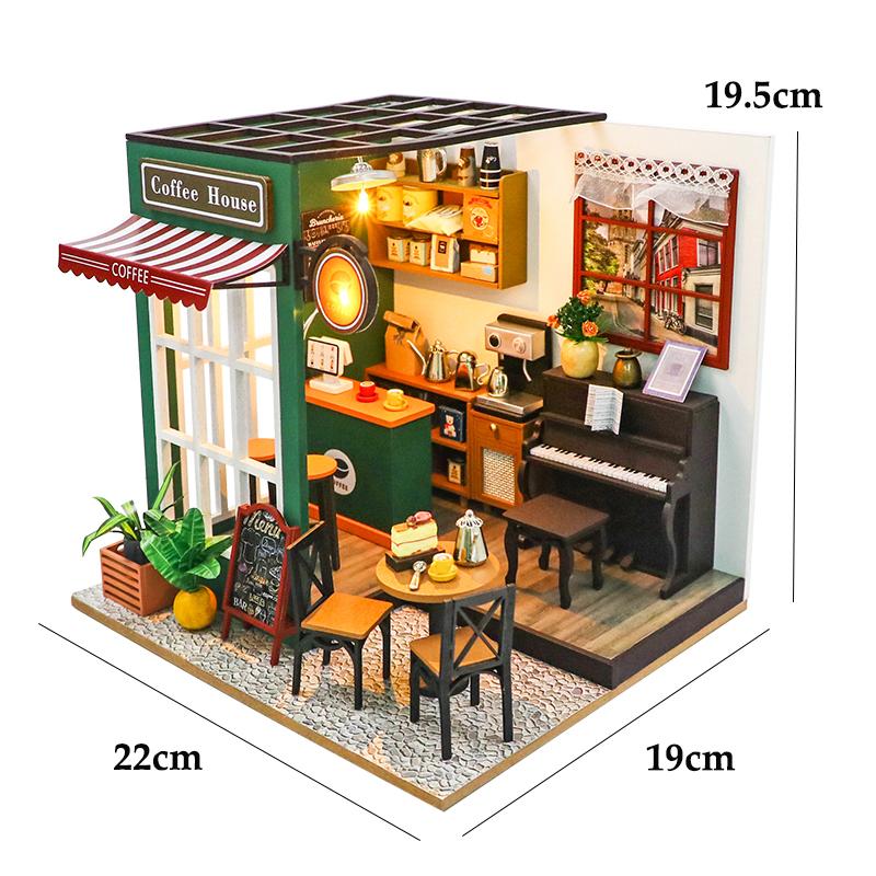 DIY Wooden 3D Bakery Room Doll Houses Miniature Assembly Model Building Bedroom Kit Dollhouse With Furniture Toys For Gifts