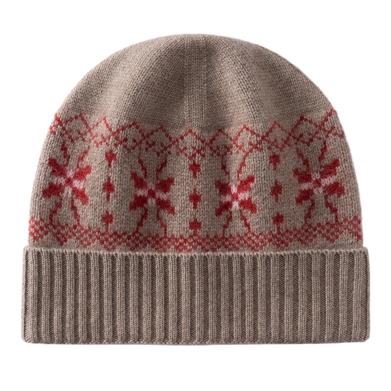 Fair Island wind jacquard cashmere hat thickened knitted hat men's and women's autumn and winter giant thermal ear protector wool hat