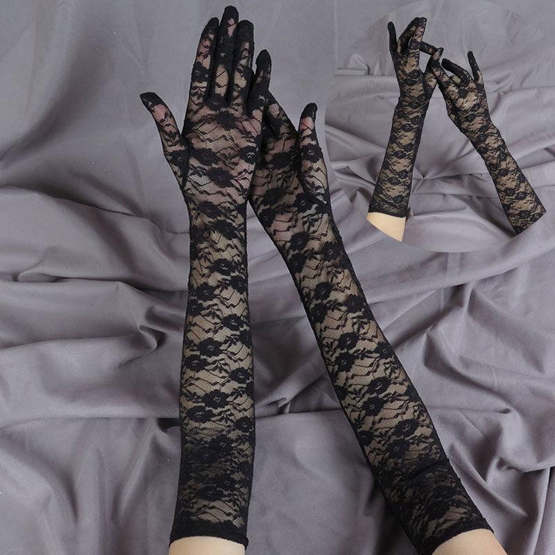 Перчатки женские длинные кружевные 54 см палец свадебные формальные рождественские распродажа школьные оригинальные аксессуары для одежды праздничные