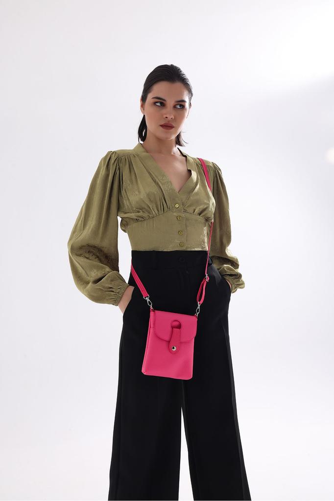 Women's Stylish and Useful Shoulder Bag Orange Rolax Faux Leather Crossbody Phone Bag