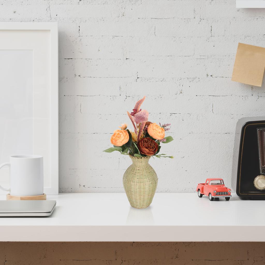 Бамбуковая ваза, плетеная корзина для цветов, столешница, элегантная ручная работа, пасторальный стиль для декоративной композиции, горшки, растения в помещении