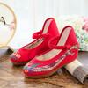 High Heels, Single Shoes, Embroidered Cloth Shoes Women's Shoes Spring and Summer One-button Mother Shoes