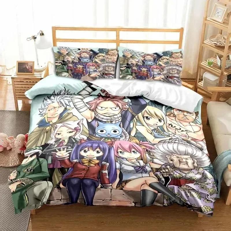 3D  Fairy Tail Bedding Set Bed Three-piece Set Duvet Cover Single Double Bed Queen Size Duvet Cover Set Adult Kid's Bedroom