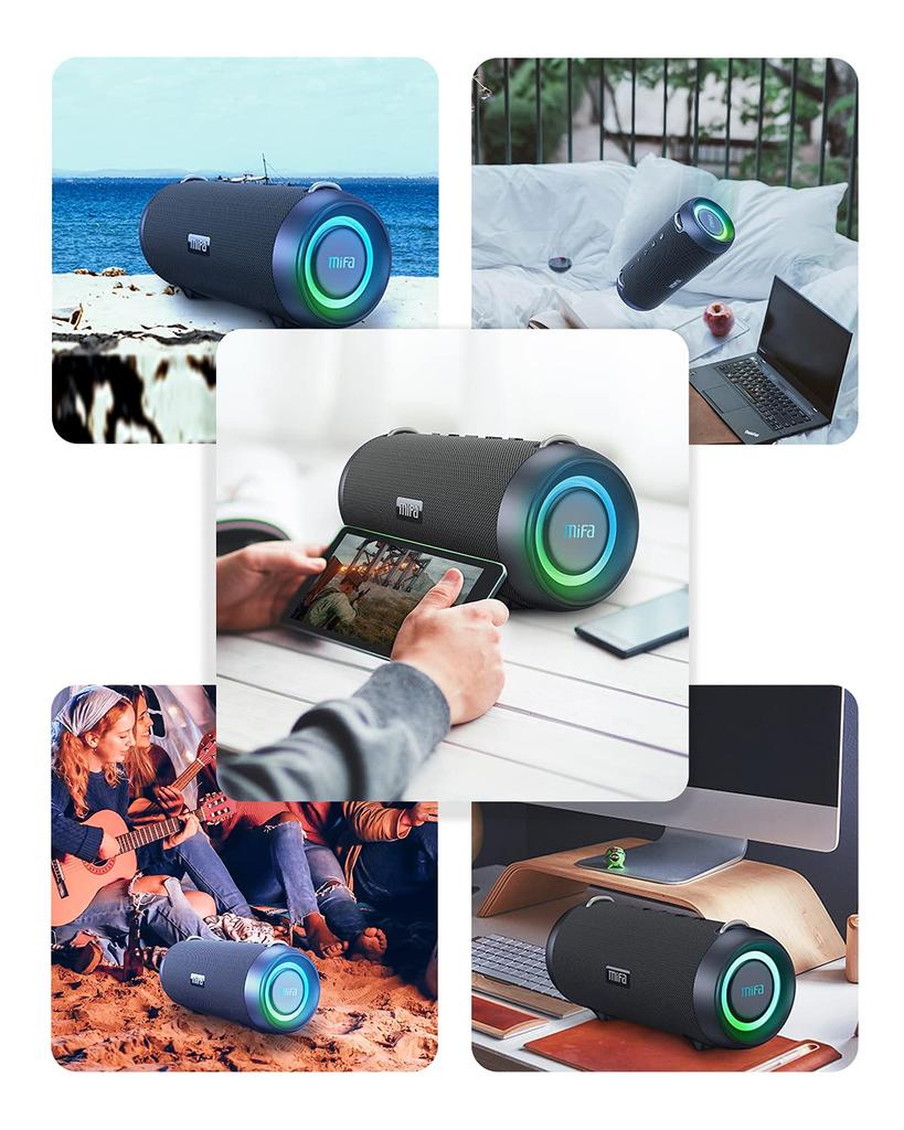 MIFA A90 Bluetooth IPX7 60 Вт громкий беспроводной стерео RGB LED 30 часов непрерывной работы Карта памяти Micro SD TWS USB C защитный чехол и портативный ремешок в комплекте