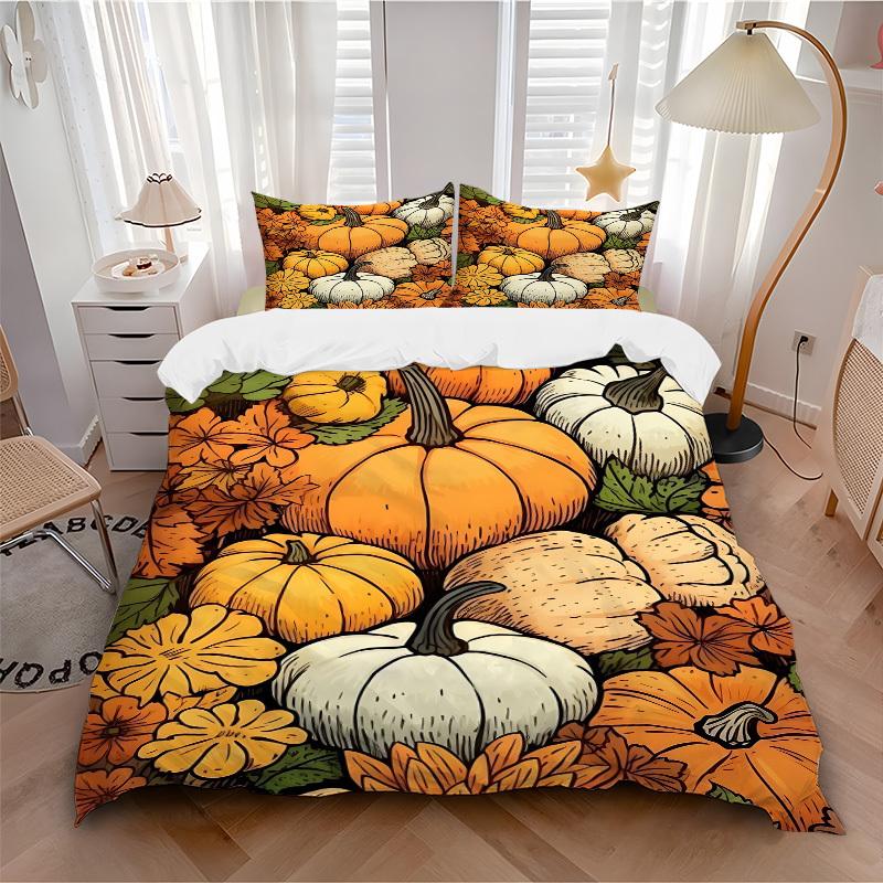 3pcs bedding set Pumpkin Harvest Includes 1 Comforter + 2 Pillowcases, Without Pillow Inserts, Soft Comfortable,Bedding Set,a0909019