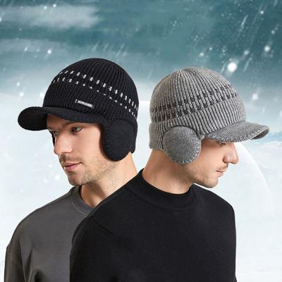 Coldproof Knitted Benines Solid Color Pullover Hat Soft Ear Protection Wool Cap Unisex