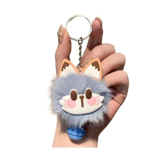 Брелок-подвеска с колокольчиком Лисий Меховой Лицевой Розовые Следы Лап Мягкий Плюшевый Брелок Сумки Рюкзаки Декоративные Аксессуары