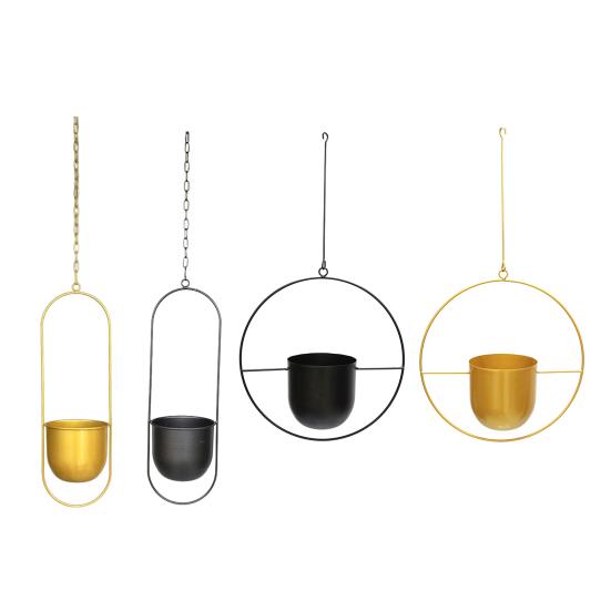 Современное подвесное кашпо Геометрический железный цветочный горшок с подвесной цепью Настенный потолочный подвес для растений Держатель для горшка для комнатных растений для внутреннего и наружного украшения