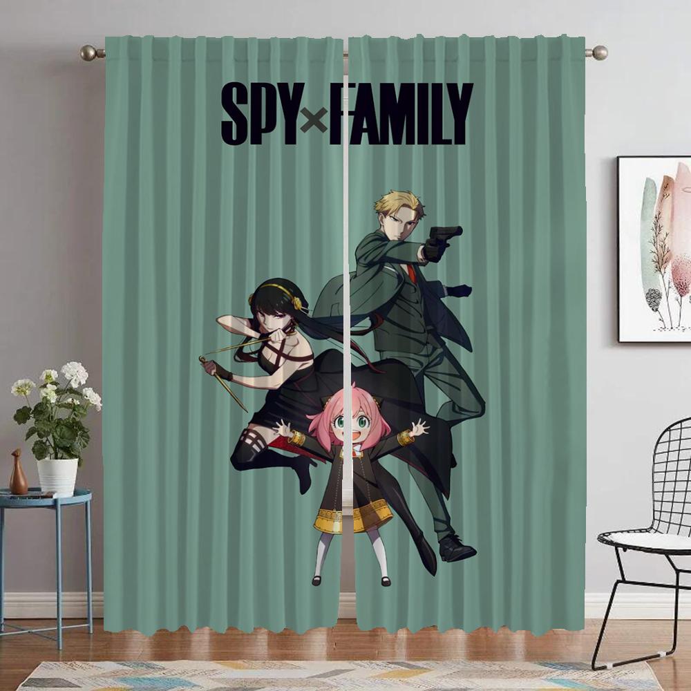 Spy X Family Шторы Детская Комната Затемняющая Штора для Комнаты 2 Панели Тюль для Спальни Перегородка Украшение на Хэллоуин Жалюзи Дом