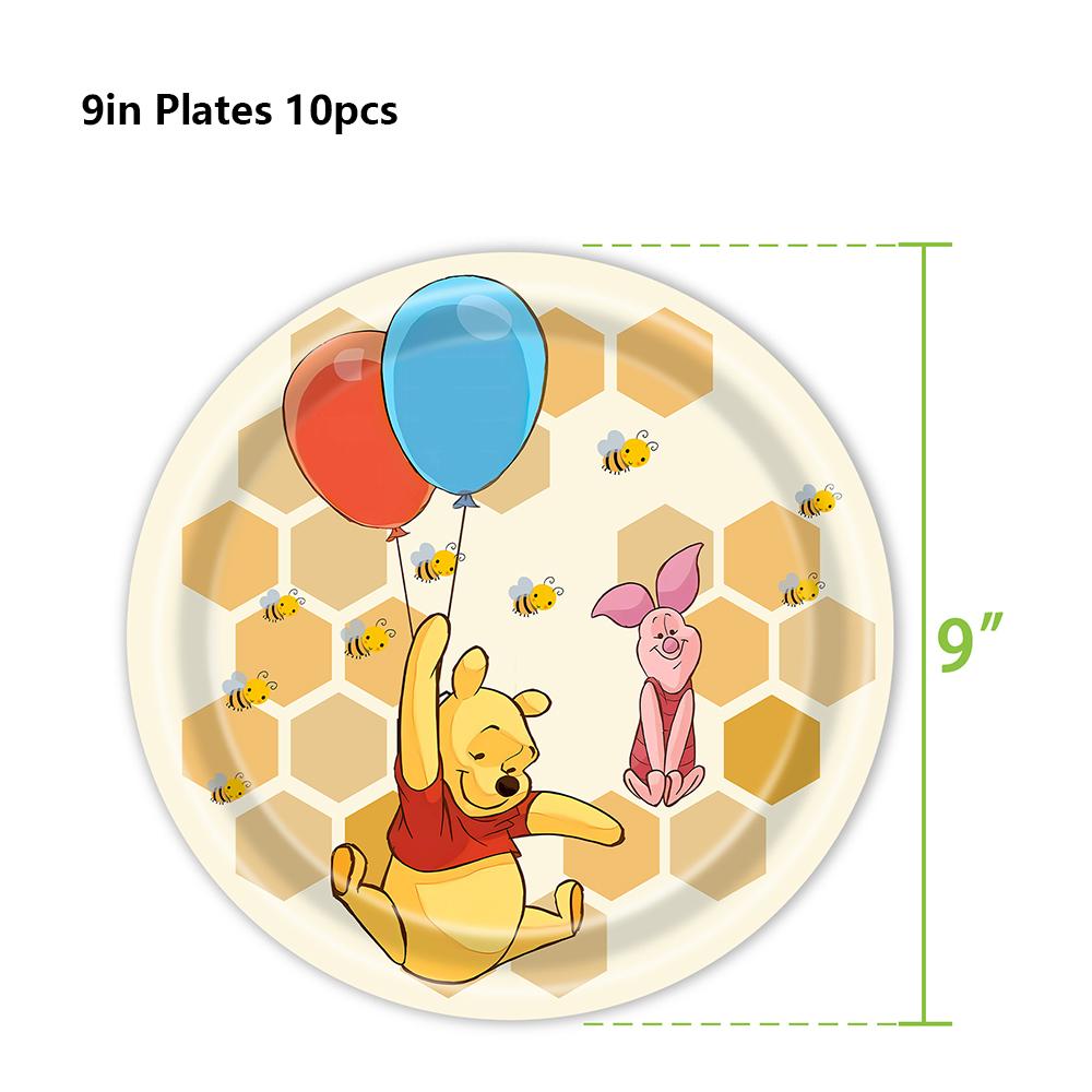 51pcs Winnie The Pooh Party Tableware Include Plate, Napkin, Tablecloth, Cup