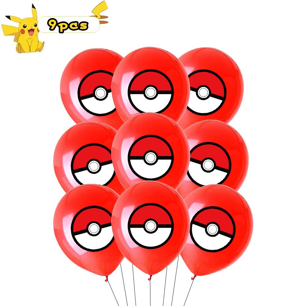9/18 шт. Латексные шары Pokemon, Декорации для дня рождения, Мультяшные персонажи Пикачу, Сквиртл, Для детей, Детский праздник, Круглые, Сенсорные, Прочные, Прыгучие, Эластичные