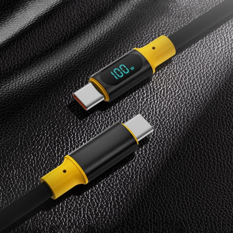 Кабель питания PD100W с цифровым дисплеем, кабель для быстрой зарядки и синхронизации данных, двойной порт USB Type-C