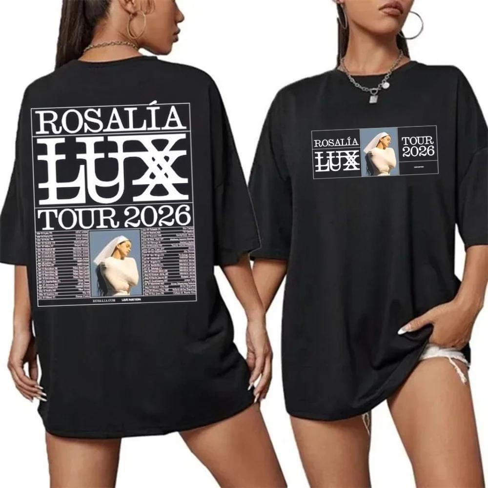 Футболка Rosalia Lux Tour Винтажный Графический Принт Хлопковая Футболка Футболка Rosalia Ретро Подарок для Фанатов Женская и Мужская Футболки Топы