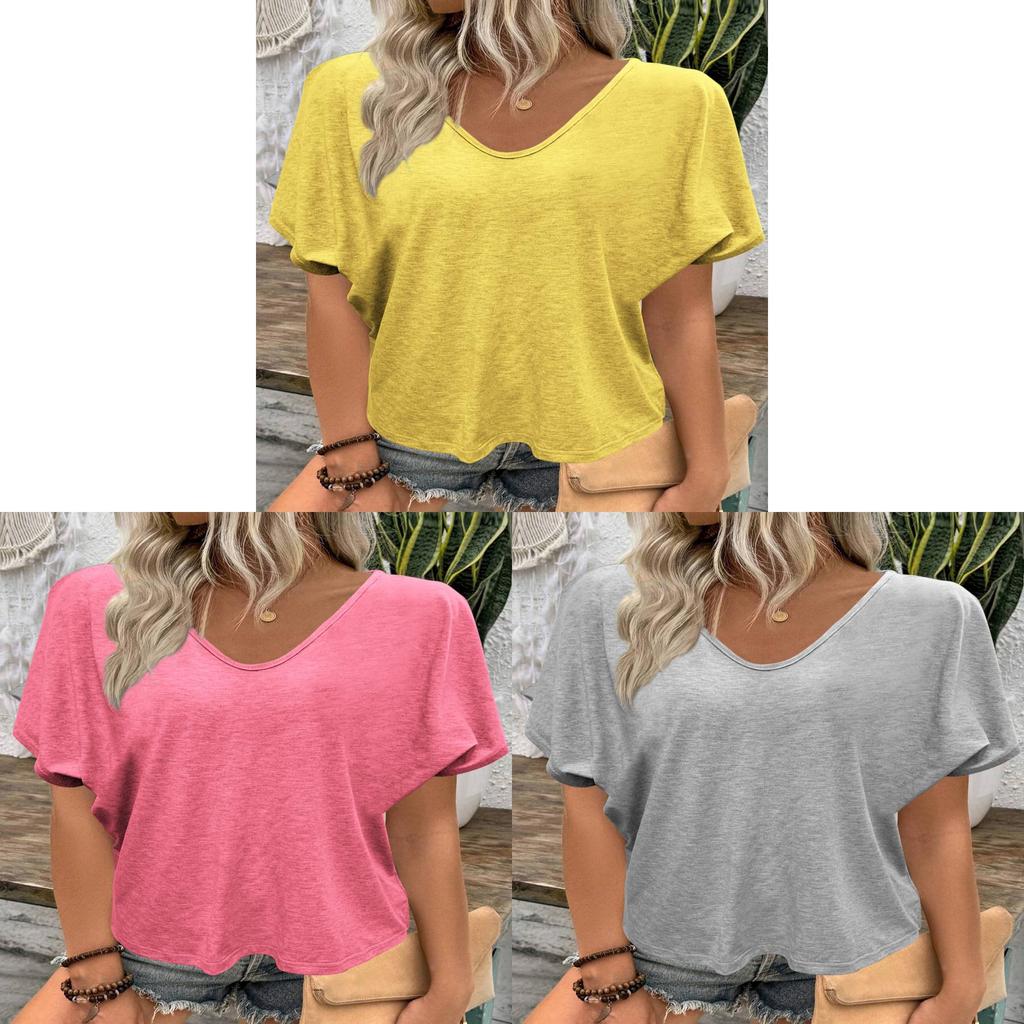 Casual Summer T Shirt With V Neck Short Sleeve Cotton Polyester Fabric For Comfortable Daily Wear