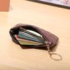 Women Wallet Portable Mini Faux Leather Smooth Zipper Key Ring Cards Holder