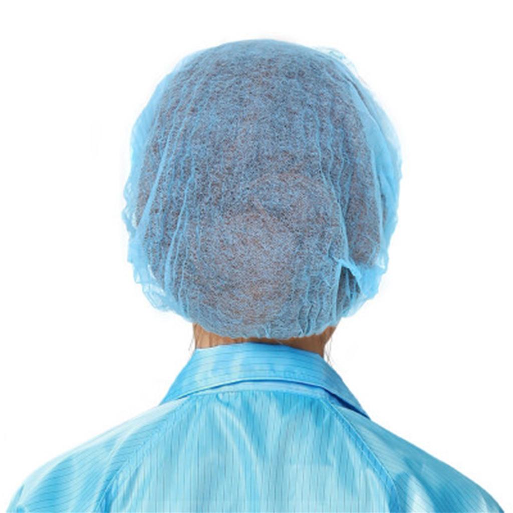 100pcs Disposable Blue Hair Nets/Caps Non-woven Head Cover for Food Services