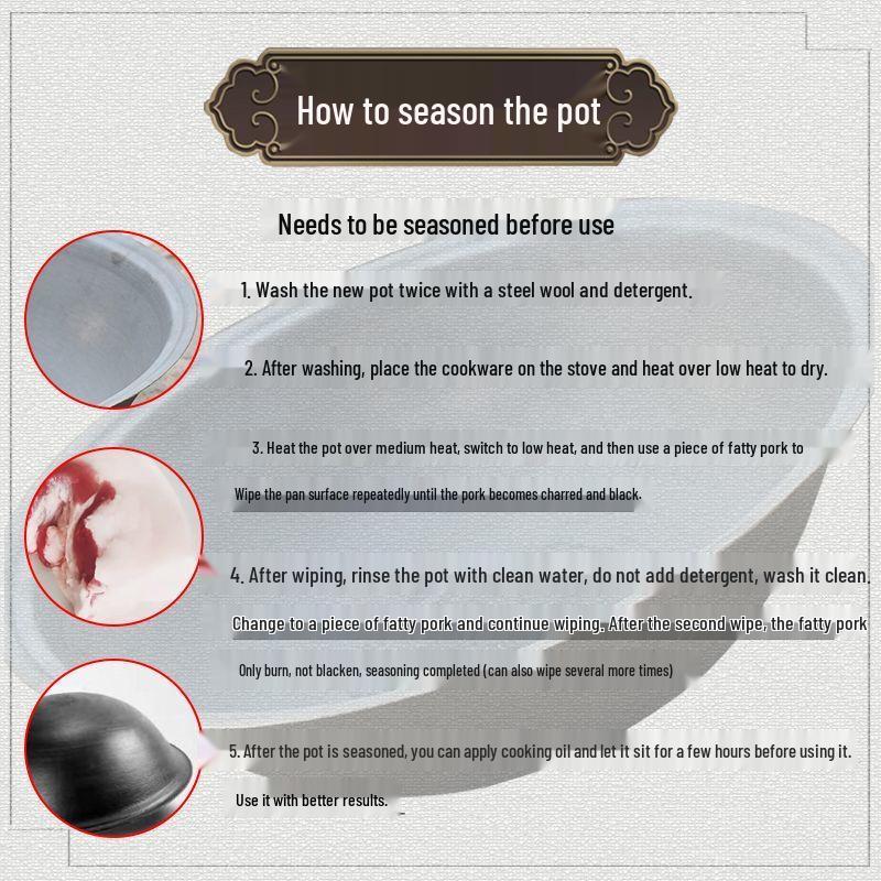 MIAOQIAO Old-fashioned Cast Iron Wok with Lid, 41cm Inner Diameter