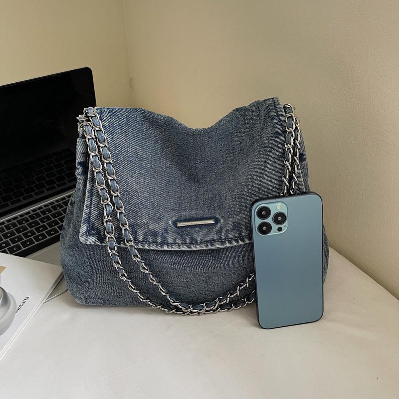 Джинсовая сумка Цепочки Сумка через плечо Женская сумка на плечо