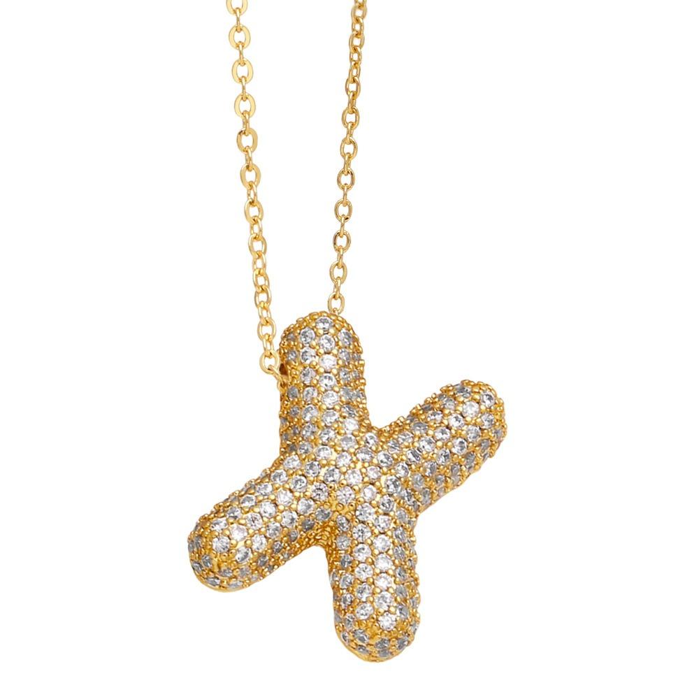 Gold Color 26 Letters Necklace Alphabet Women Sweater Chain A-Z Letter Clavicle Chain Ladies