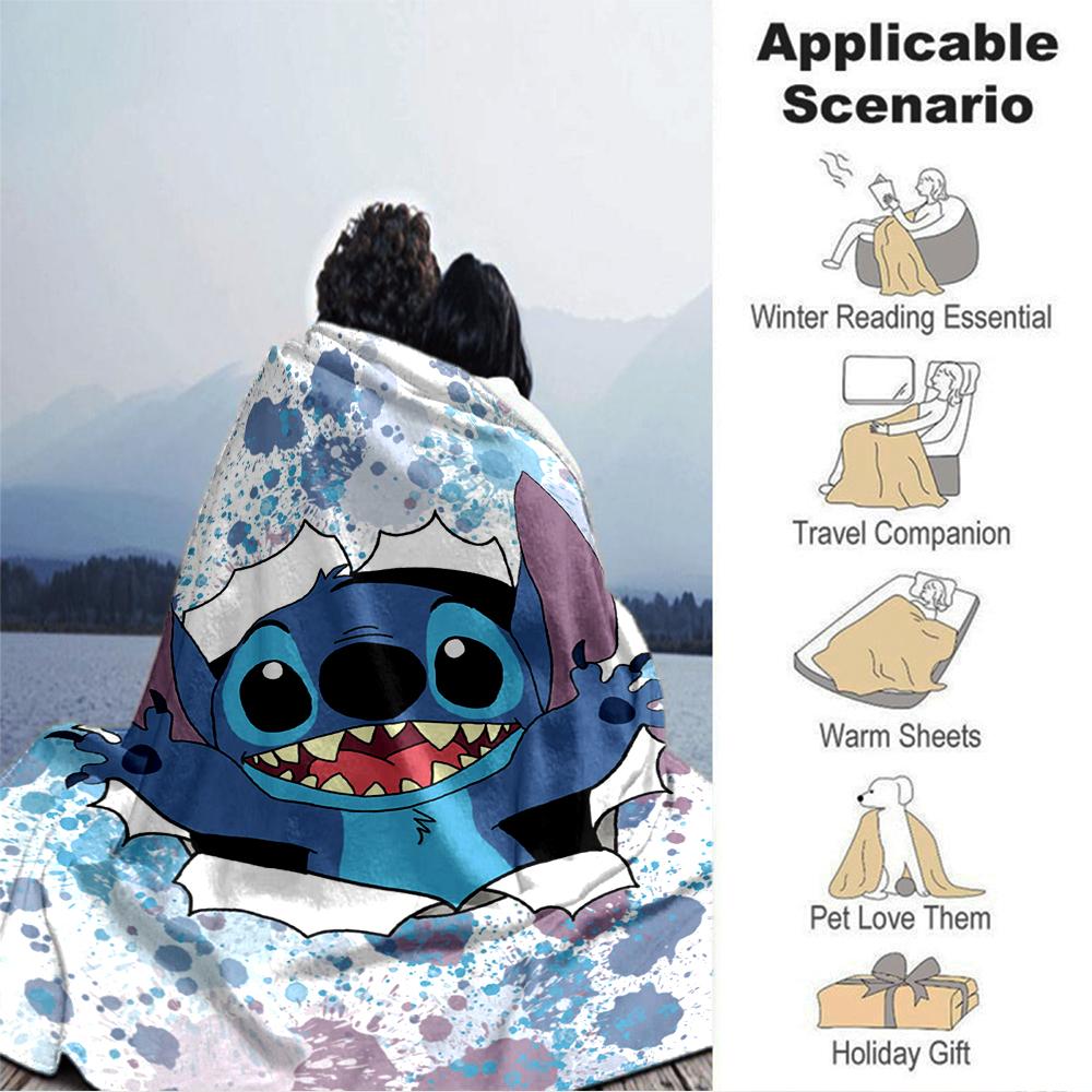 Stitch Through Wall Blanket Soft Throw Blanket For Home Bedroom Bed Sofa Travel Office Solid Christmas Blanket
