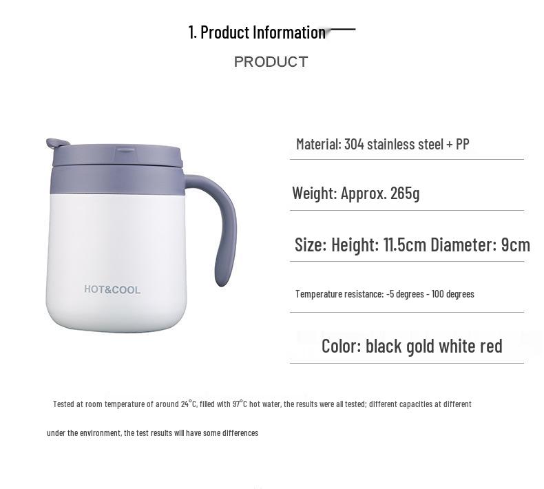 Кружка для кофе из нержавеющей стали с двойными стенками и ручкой для мужчин и женщин