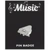 [Q3885] - Silver 'Music' Pin Brooch (piano) - 25x25 Mm