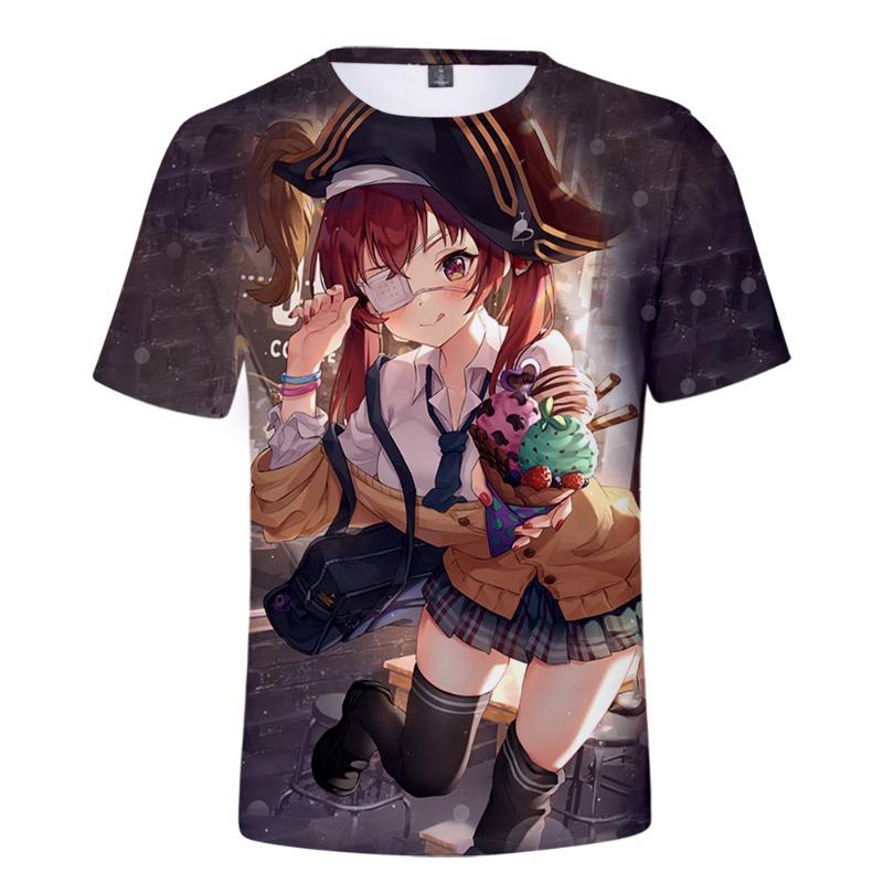 BSLNXNMA HOLOLIVE VTuber Houshou Marine 3D Печать Весна Лето Преппи Мужская/Женская Уличная Одежда Футболка Streetwear Кавайный стиль