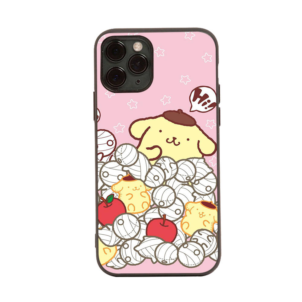 HK27 Мультяшный черный чехол Pompom Purin для iPhone 16 15 Plus 14 13 Pro 8 SE XR XS Max P30 Nova 5T Y5P Y6 Y7 Y8P Y9 Realme C30 C33 C31 VIVO Y36 V27
