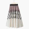DX~~Geometric Pattern Medium Length Pleated Skirt for Women's Spring and Summer New Contrasting High Waisted Umbrella Skirt with Large Hem Skirt
