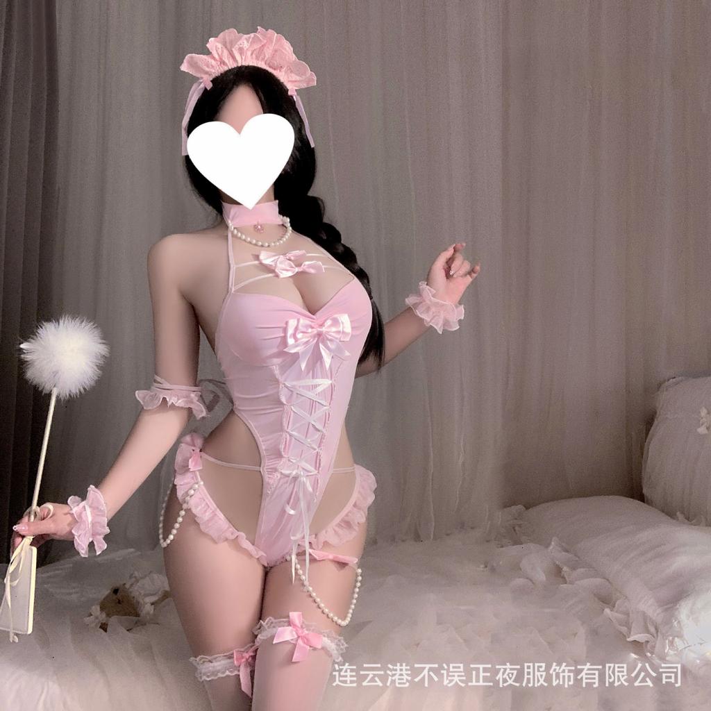 Sex lingerie pure desire pearl qqny open file onesie set sexy lace pajamas uniform