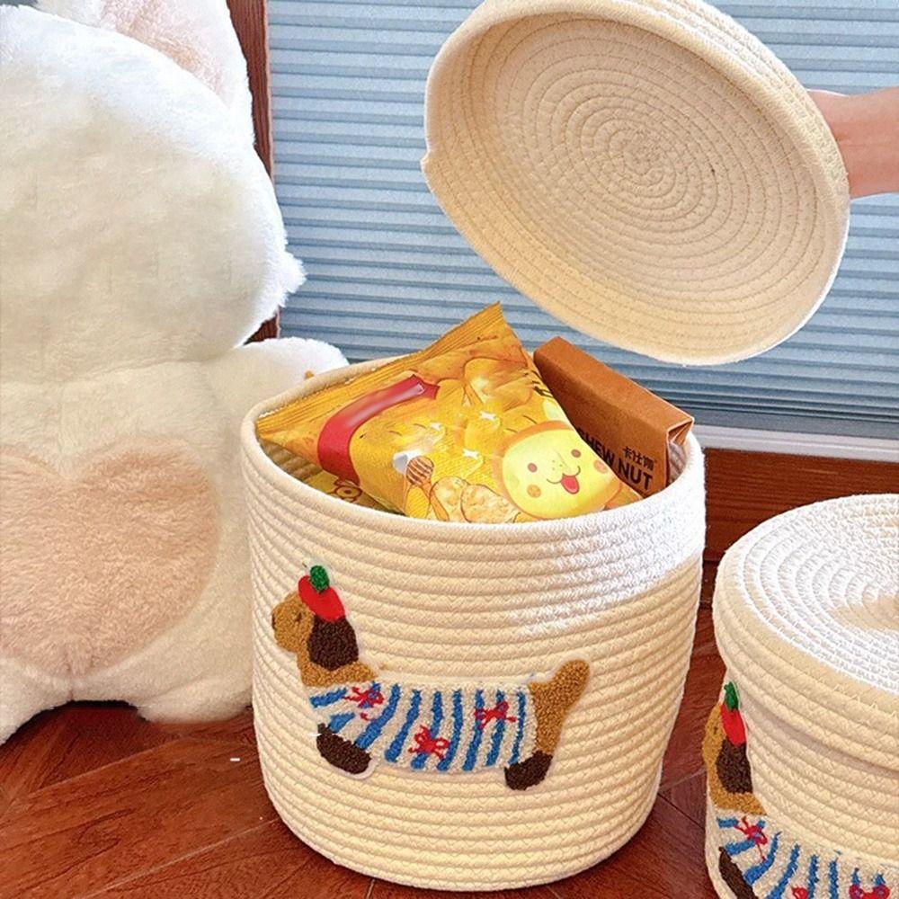 Пылезащитная плетеная корзина для хранения большой вместимости, корзина для организации дома, корзина для хранения с крышкой