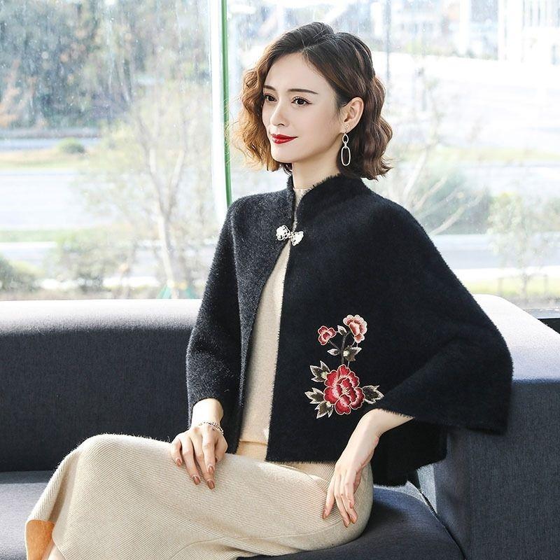 Накидка шаль маленькое пальто женское короткое осенне-зимнее толстое кардиганное пальто накидка на плечо женский вязаный свитер