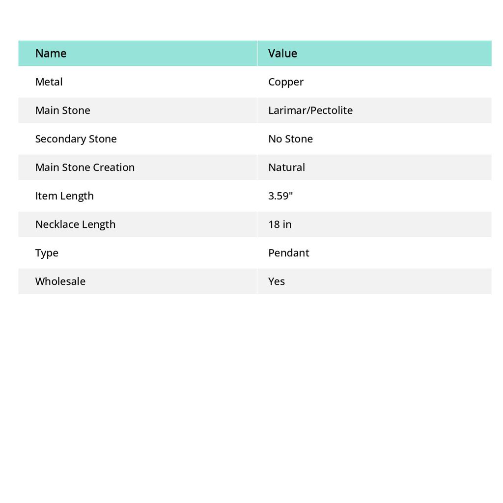 Подарочный кулон в обертке из медной проволоки с натуральным карибским драгоценным камнем Ларимар 3,59 T6n00