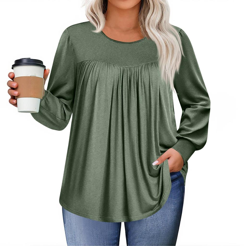 Женские топы больших размеров, рубашки с длинным рукавом, туника с круглым вырезом, повседневная свободная блузка L-5X