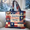 Сумка-тоут к 250-летию США, Сумка-шоппер ко Дню Независимости, Красно-бело-синяя сумка для покупок, Многоразовая патриотическая сумка в подарок на 4 июля