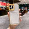 Роскошный прозрачный чехол-бампер с слотом для карт 3 в 1 для iPhone 15 14 13 12 11 Pro Max Plus X XS XR 7 8 SE, чехол-кошелек с конфетной рамкой