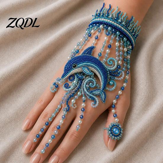 DIY Bracelet Craft Beaded Hand Kit, Bead Weaving Jewelry Making Set, Adjustable Chain Crafts Kit for Adults Gifts Lovers Project