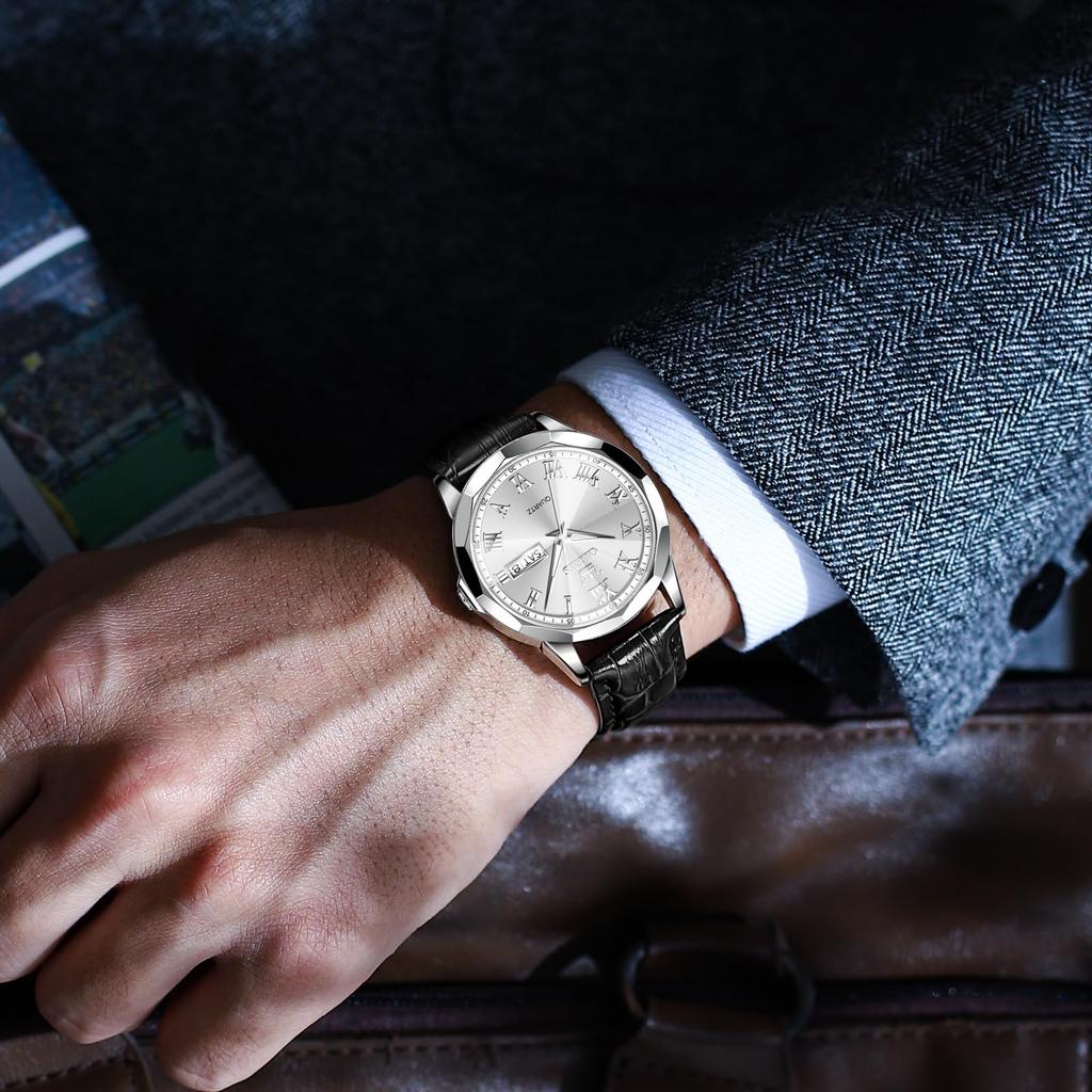 OLEVS водонепроницаемые кожаные деловые часы для популярных прохладных кварцевых часов с серебряным циферблатом для устойчивой к давлению руки, удобные повседневные мужские часы, черные, часы,