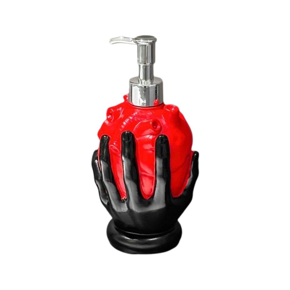 Resin Hand Held Heart Soap Bottle Refillable Empty Shower Gel Press Bottle with Pump Decorative Heart Shaped Soap Dispenser