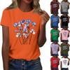 Женская свободная удобная повседневная модная футболка с принтом растений и цветов, круглым вырезом и короткими рукавами
