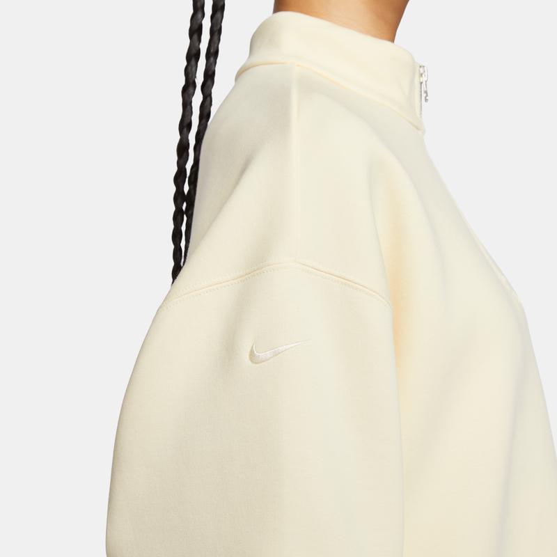 Nike Спортивная техническая флисовая однотонная повседневная толстовка с длинным рукавом и воротником-стойкой, женская толстовка цвета кокоса и молока HF5175-113