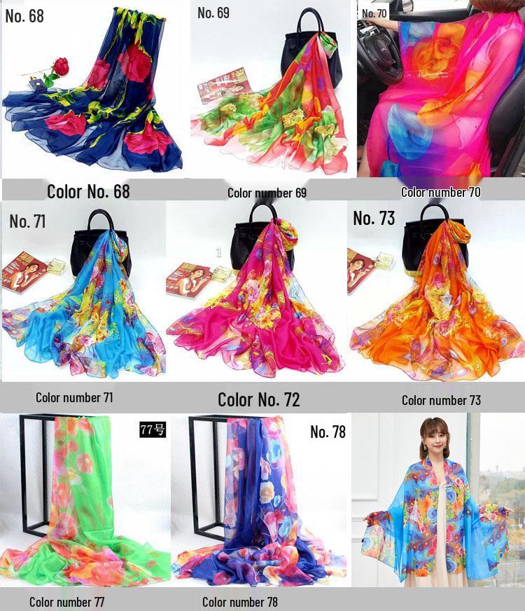 Women's Chiffon Scarf - Lightweight, Printed Sun Protection for Spring, Summer, Fall - Versatile Beach Shawl