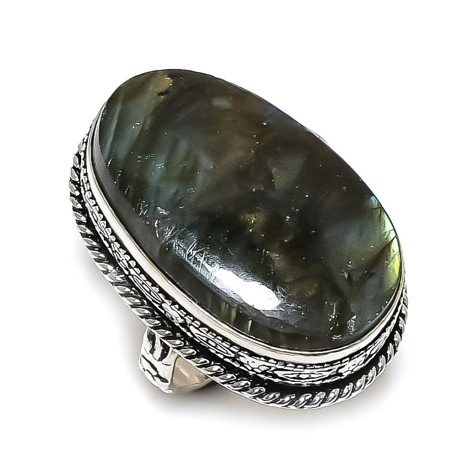 Labradorite Gemstone 925 Sterling Silver Jewelry Ring Size 8
