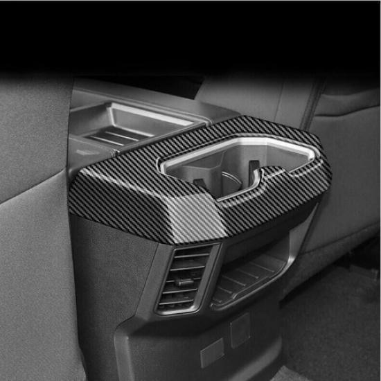-2024 Carbon fiber Rear Water Cup Holder Trim frame 1pcs FOR Toyota Tundra