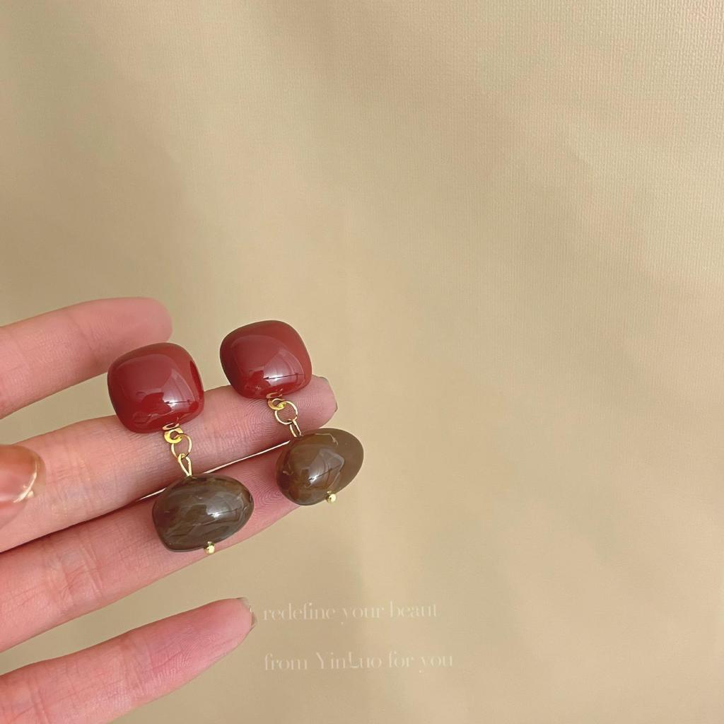 «Серьги-иглы Майяра 925»: "Янтарный жемчуг в стиле ретро для осени/зимы"