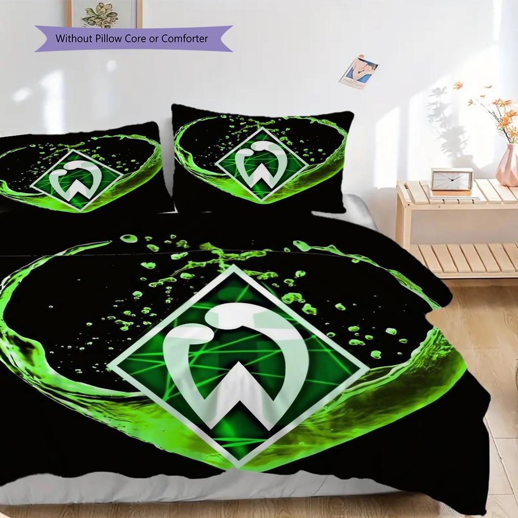 SV Werder Bremen Pattern Bedding Quilt Set Quilt Cover Pillowcase Home Decoration Birthday Gift (1 * duvet cover + 2 * pillowcase, without core)