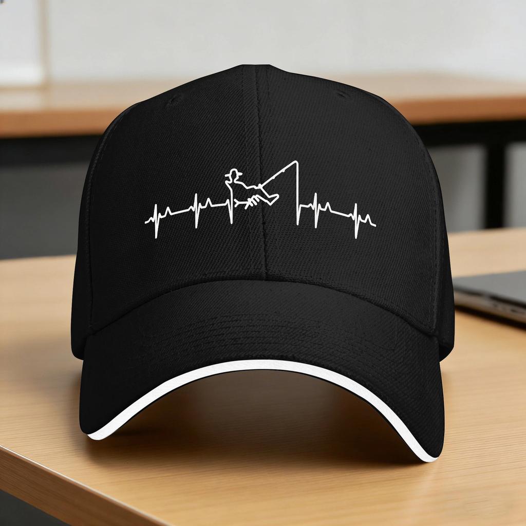 Summer Fishing Heartbeat Love Fishing Baseball Cap Outdoor Sports yk Retro Print Sun Hip Hop Hats Couple Women Snapback Cap