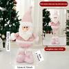 Pink Sequin Poseable Doll Christmas Snowman Santa Reindeer Winter Window Decoration Plush Hat Scarf Indoor Holiday Decor