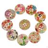 10 Pieces Multicolor Flower Floral Wooden Round Buttons 4-holes for DIY Sewing Crafts Decoration